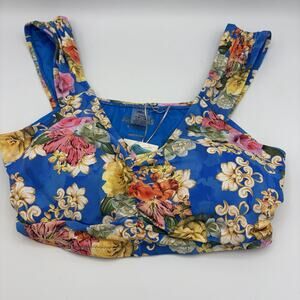 Johnny Was California Women’s Ruched Crop Bikini Top Pauline Size Small Floral